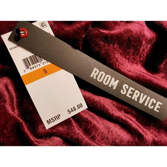 Urban Outfitters Room Service Cranberry Crushed Velvet Tee Top Sz Small NEW - Picture 6 of 6